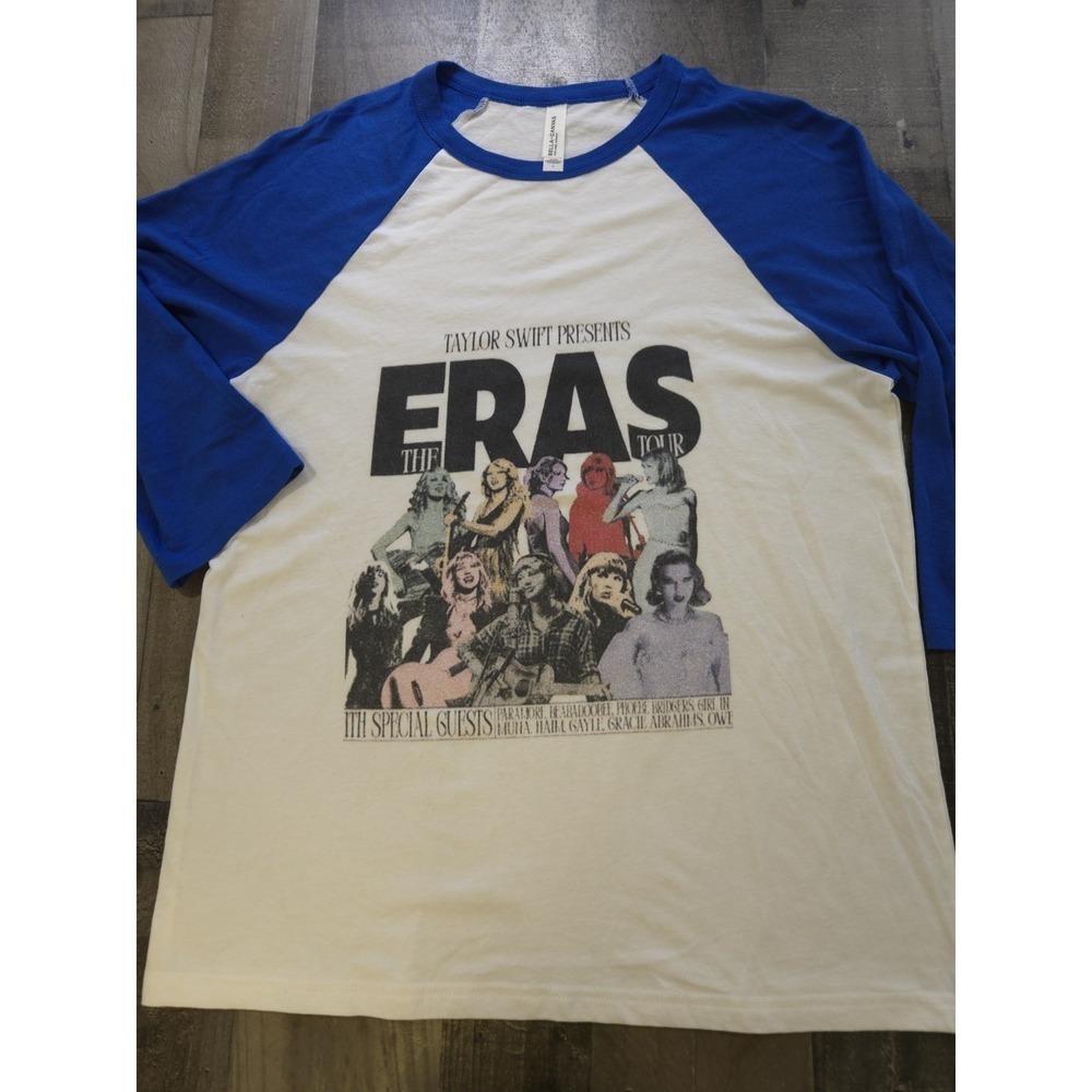 Taylor Swift The Eras Tour Blue Raglan Baseball Graphic Tee Bella Canvas XL